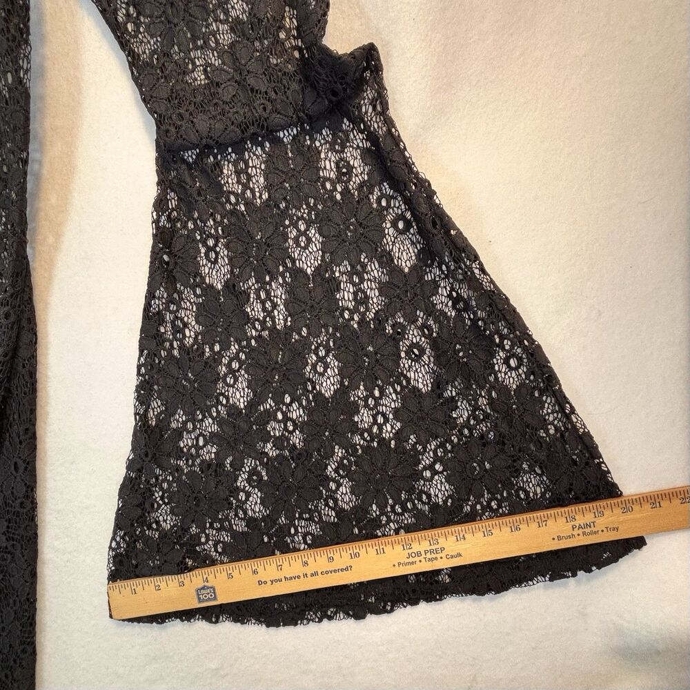 Black Lace Flare Pants Sheer Stretch Swim Cover Up Women’s M - Picture 6 of 8